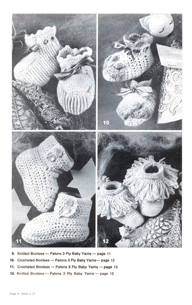 Vintage Baby Bootees Knitting and Crochet Pattern Patons C24 20 Bootee Beauties (4).jpg