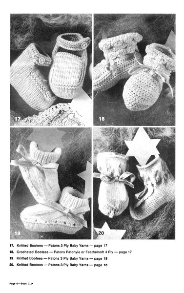Vintage Baby Bootees Knitting and Crochet Pattern Patons C24 20 Bootee Beauties (6).jpg