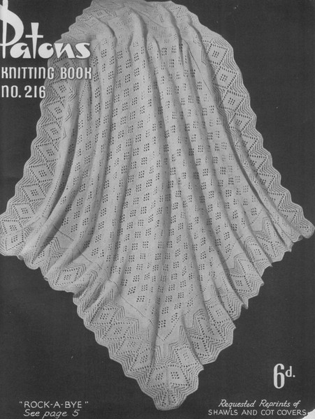 Vintage Shawl and Cot Covers Knitting Pattern for Baby Patons 216 Shawls and Cot Covers.jpg