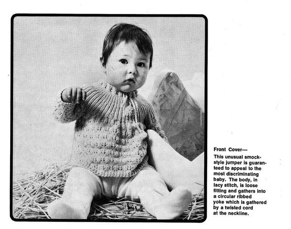 Vintage Cardigan Dress Cot Cover Knitting Pattern for Baby Patons 951 Good Morning World (9).jpg
