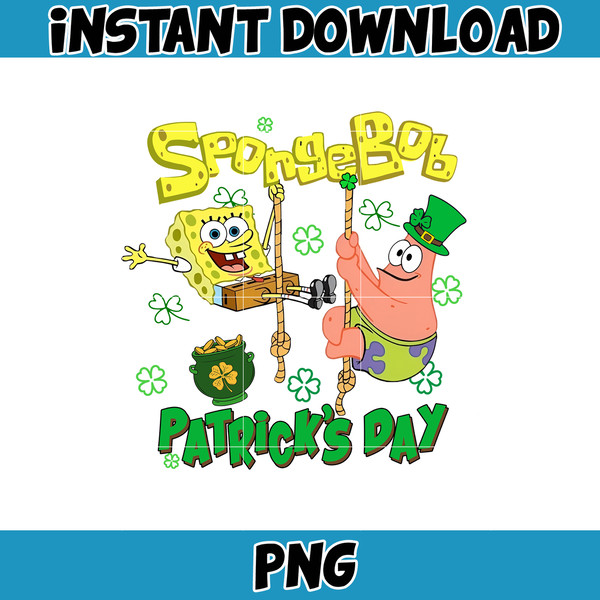 Spongebob Patrick's Day Png, Happy Patrick Patty Day Png, St Patrick's Day Png, Cartoon Characters, Saint Patrick's Day Png.jpg