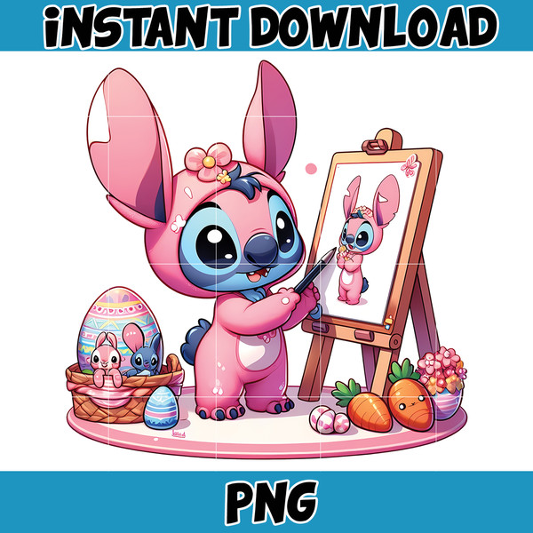 Pink Cartoon Stitch Png, Cartoon Easter Png, Stitch Easter Png, Happy Easter Day Png, Funny Easter Png, Instant Download (6).jpg