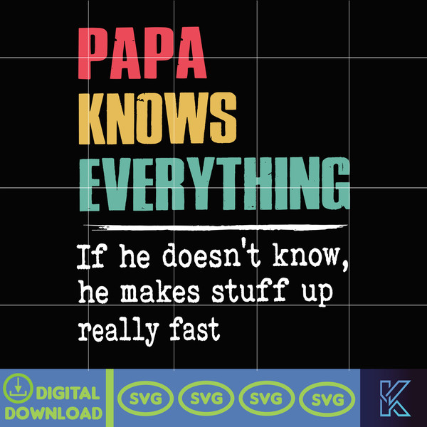 Papa Knows Everything Svg, New Dad Svg, Dad Svg, Daddy Svg, Father's Day Svg, Best Dad Svg, Gift for Dad, Gift for Papa Svg.jpg