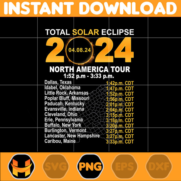 Total Solar Eclipse 2024 Png, North America Tour Png, America Guitar Totality April 8th 2024, Eclipse Party Png.jpg