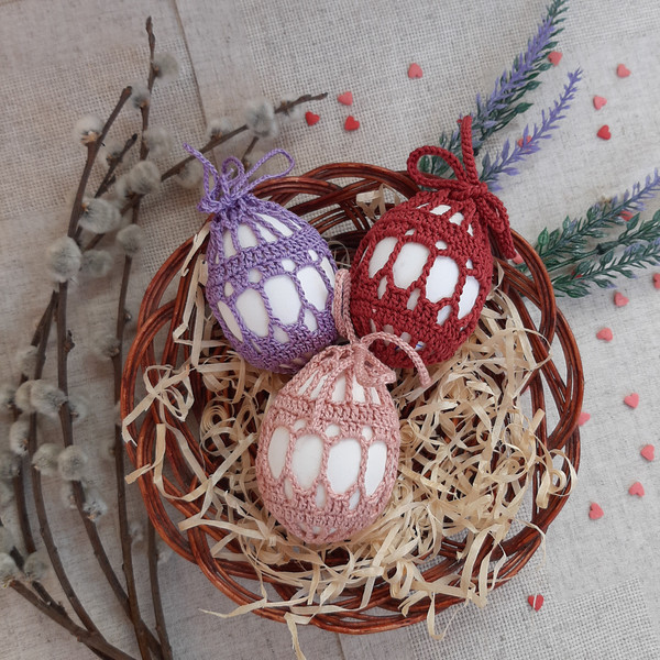 Set of 4 crochet patterns. Crochet pattern Easter basket for egg. Easter decoration. Cover crochet Easter for eggs DIY.