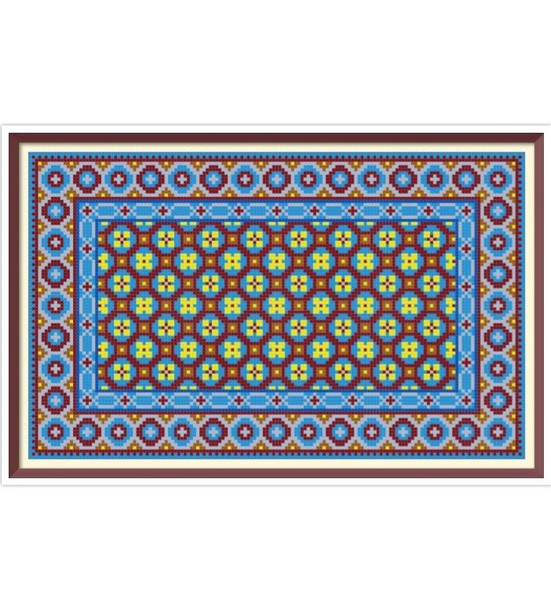 Making Miniature Oriental Rugs and Carpets - Cross Stitch Pattern - PDF Counted Doll House Rug - Geometric Embroidery - Reproduction of 1510.jpg