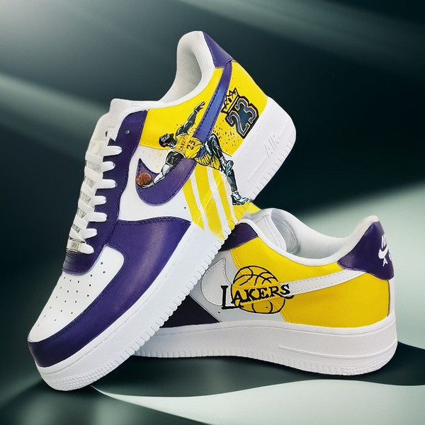 custom shoes Lakers art handpainted sneakers sexy gift white black fashion sneakers personalized gift wearable art 3.jpg