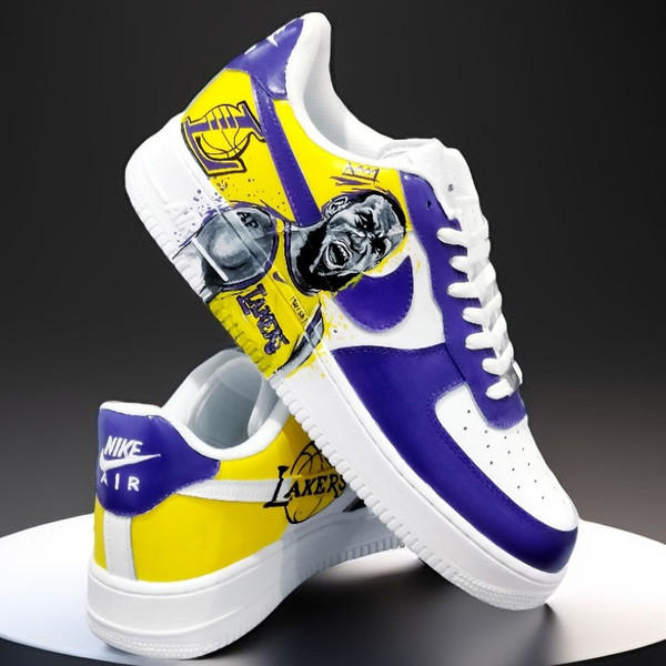 custom shoes Lakers art handpainted sneakers sexy gift white black fashion sneakers personalized gift wearable art 4.jpg