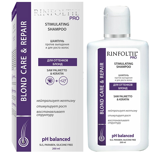 Rinfoltil PRO Sulfate-free Shampoo against hair loss and yellowness neutralization 200ml / 6.76oz