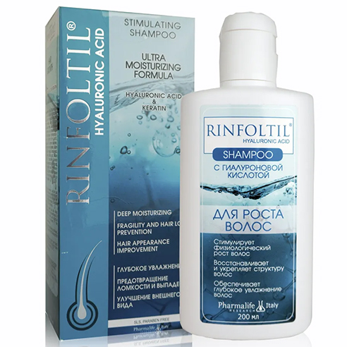 Rinfoltil Sulfate-free shampoo for hair growth moisturizing with keratin HYALURONIC ACID 200ml / 6.76oz