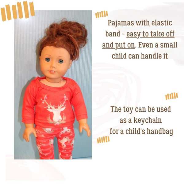Handmade American Girl Doll Christmas pajamas and soft toy f