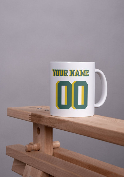 Personalized Team Green Bay Packers Mug, Green Bay Packers Coffee Mug, custom name & number mug, FANS, Gift for dad, Football mug2.jpg