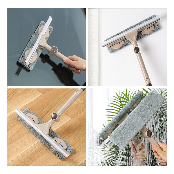 Glass Cleaning Tool Double-sided Telescopic Rod Window Cleaner Mop Squeegee  Wiper Long Handle Rotating Head Brush - AliExpress