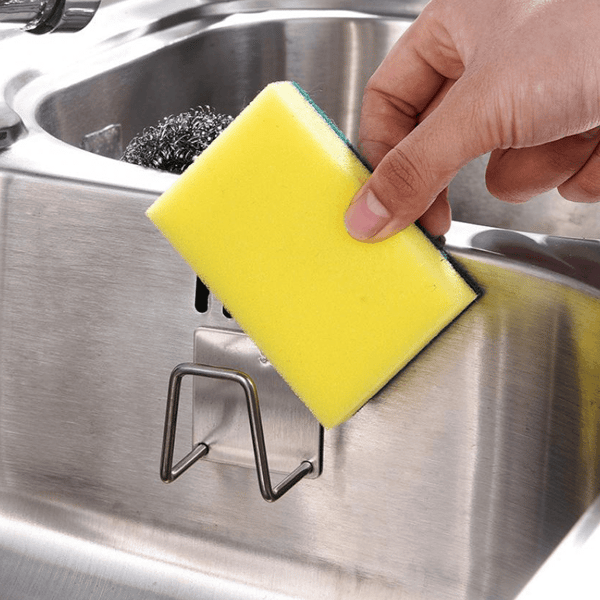 1pc Stainless Steel Sponge Holder With Drainage Pad For Kitchen