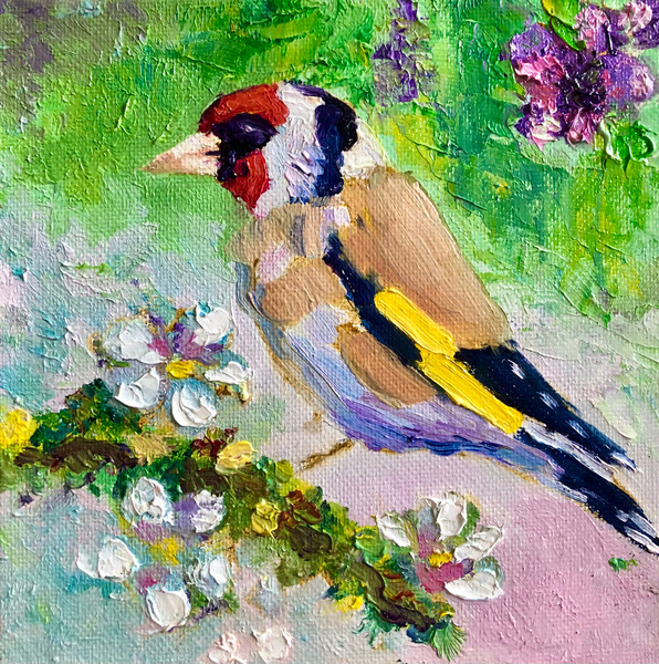 Goldfinch-painting-original-bird-oil-on-canvas
