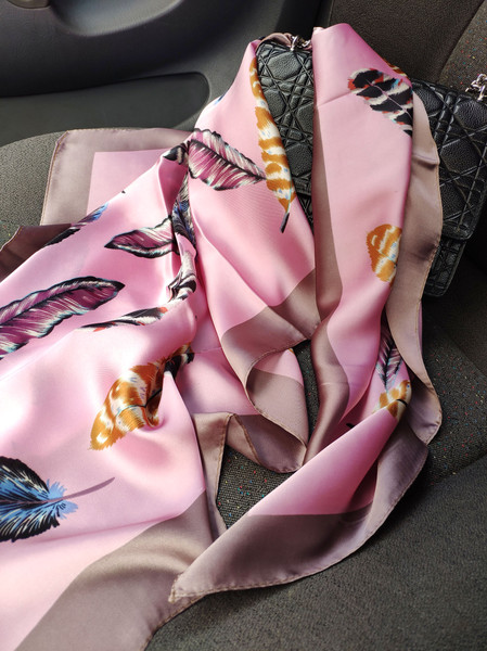 pink silk scarf