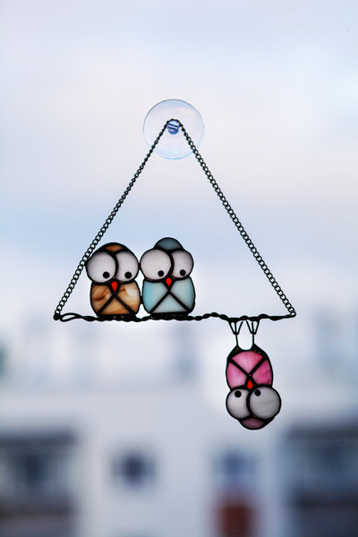 owl ornament stained glass