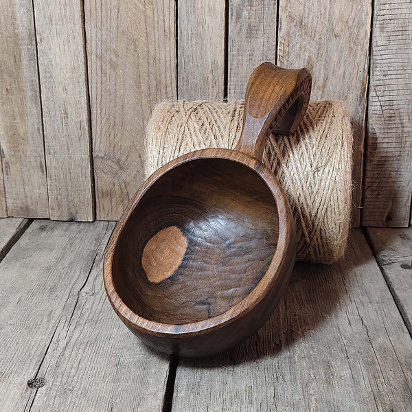 Handmade wooden kuksa, Handcarved wooden mug, Wooden coffee