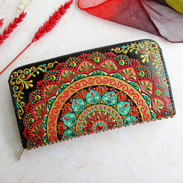 Painted wallet, Long wallet, Real leather womens wallet, Wal - Inspire  Uplift