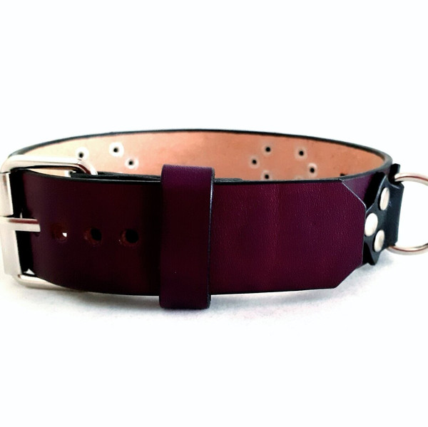Purple leather bdsm collar choker for women. Handmade submis - Inspire ...