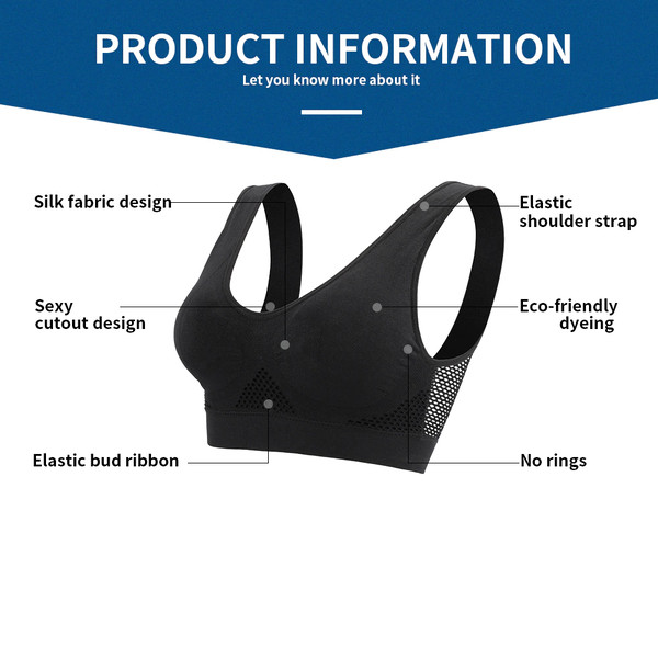 Breathable Cool Lift Up Air Bra,Women's Seamless Air Permeable Cooling  Comfort Bra,Summer Sport Yoga Wireless Bra. (S, Black+White) :  : Fashion