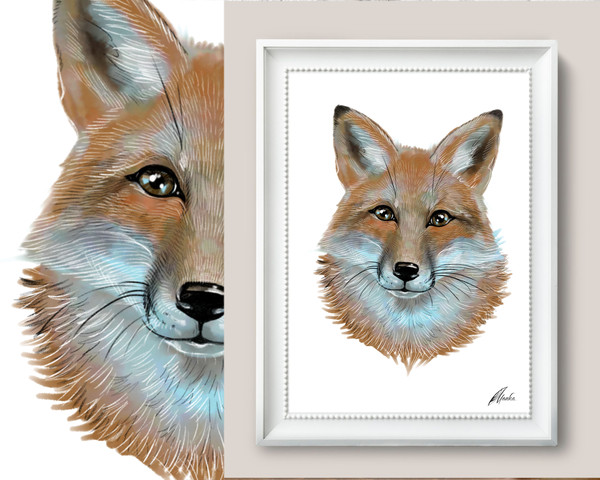 Fox-drawing-detail-painting-cute