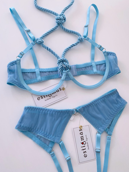 Frame Shibari Set, Lingerie set, Baby blue lingerie, Erotic - Inspire Uplift