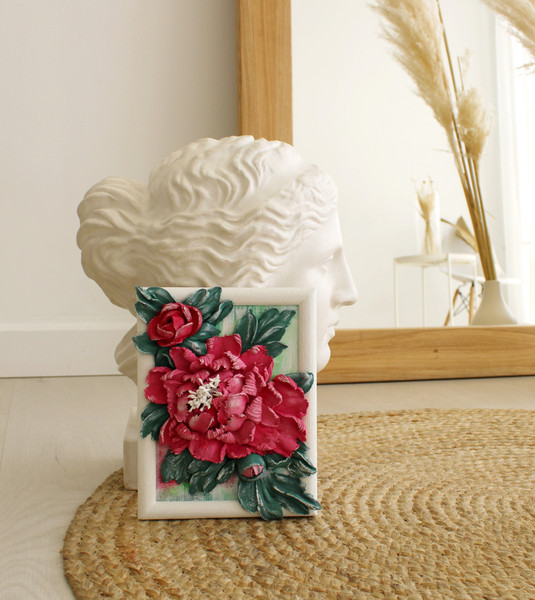 Pink-peony-sculpture-painting