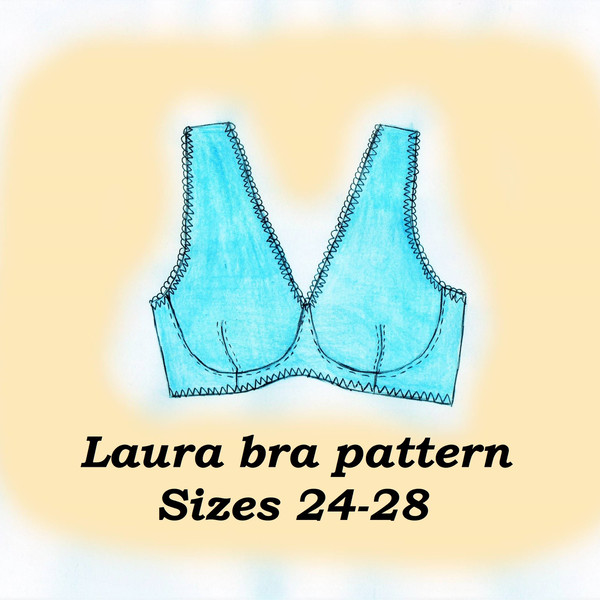 Underwire bra sewing pattern, Laura, Size 24-28, Balcony bra