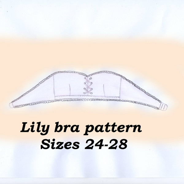 Lace up bra pattern, Lily, Sizes 24-28, Foam cup bra pattern