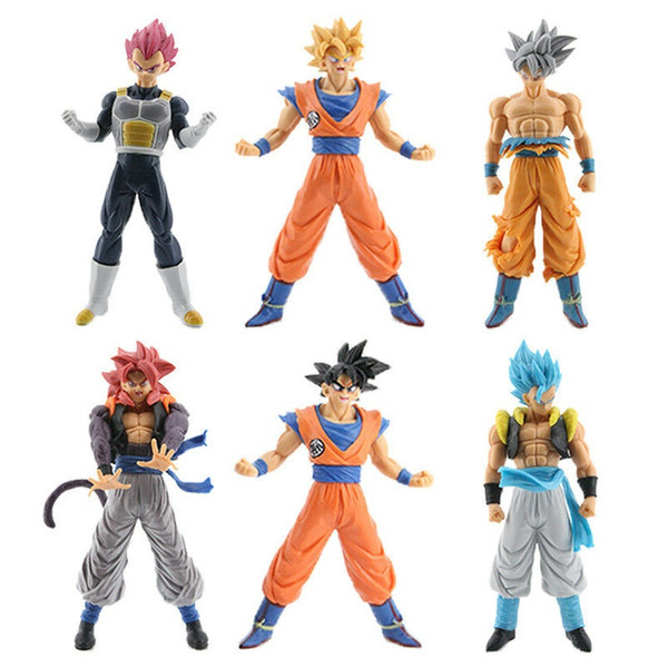 Kit Conjunto 3 Bonecos Dragon Ball Z Goku Super Sayajin Blue ssj