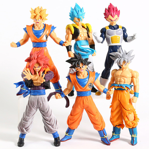 6PC Dragon Ball Z Figures Set Saiyan Goku Son Blue Gokou Vegeta Broly 7in.  Dragon Ball Super DBS Anim Cartoon Figure (Bulk Package) 
