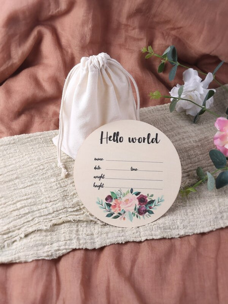Newborn Floral & Letter Graphic Monthly Milestones Photography Prop Birth Announcement Sign (2).jpg
