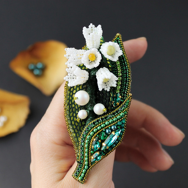 Lily of the Valley Brooch Handmade. Flower Embroidery Brooch - Inspire  Uplift