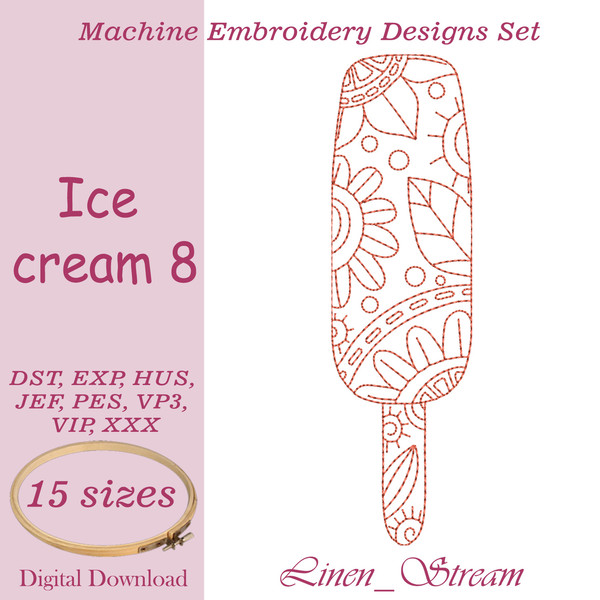 Ice cream 8 One Machinembdesign in 8 formats and 15 sizes
