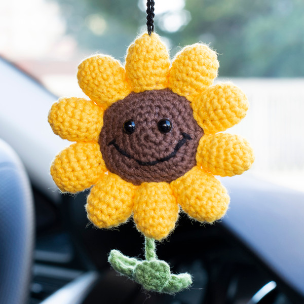 Sunflower car hanging, car accessories for women, rear view - Inspire Uplift