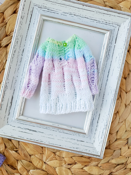 Blythe pattern knit ripped sweater, Blythe sweater knit pattern, Blythe doll clothes