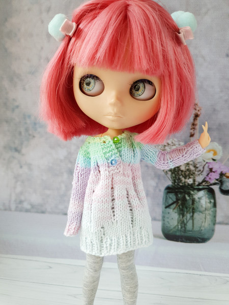 Blythe pattern knit ripped sweater, Blythe sweater knit pattern, Blythe doll clothes