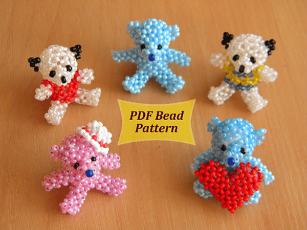 Beading patterns for beginners. 3d bead animals. Teddy bear - Inspire Uplift