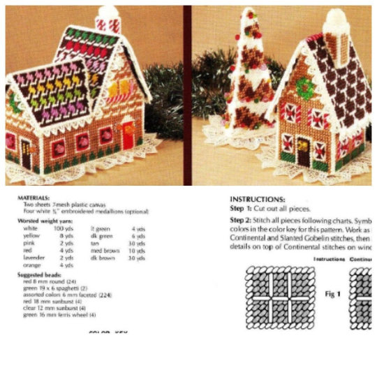 Vintage Plastic Canvas Pattern 11 Gingerbread Candy House Centerpiece PDF  Instant Digital Download Christmas Needlepoint Display 7 Count -  Sweden