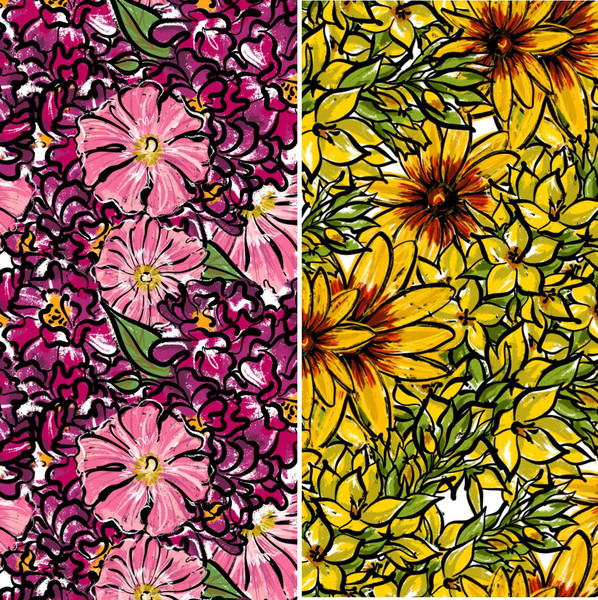 Seamless-Flowers-Yellow-Burgundy-Wallpaper