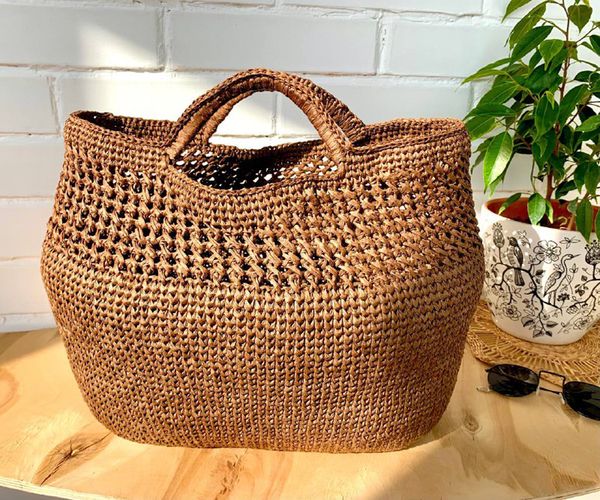Crochet Raffia tote bag, Beach basket bag, French market bag - Inspire ...