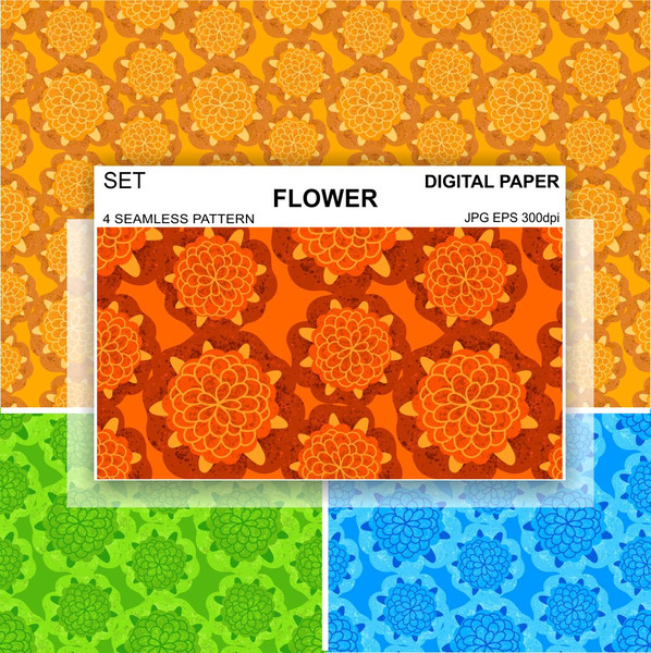 Seamless-pattern-flowers-orange-circles