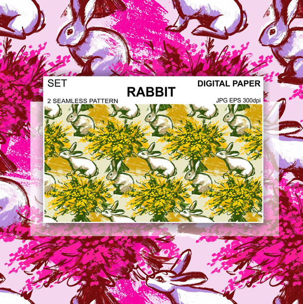Seamless-pattern-bunnies-mimosa-wallpaper