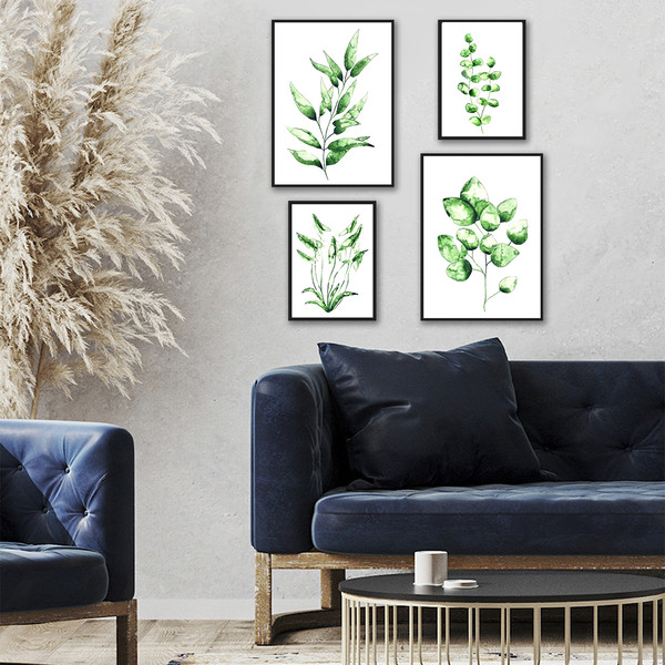 Set of 4 Botanical Print Set, Plant Posters, Greenery Prints - Inspire ...