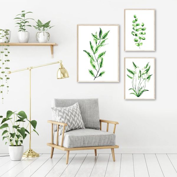 Set of 3 Botanical Print Set, Plant Posters, Greenery Prints - Inspire ...
