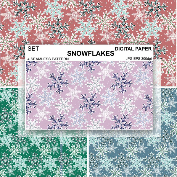 Seamless-pattern-snowflakes-lilac-wallpaper