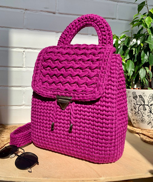 Crochet backpack with lining, Shoulder crochet bag, Crochet - Inspire ...