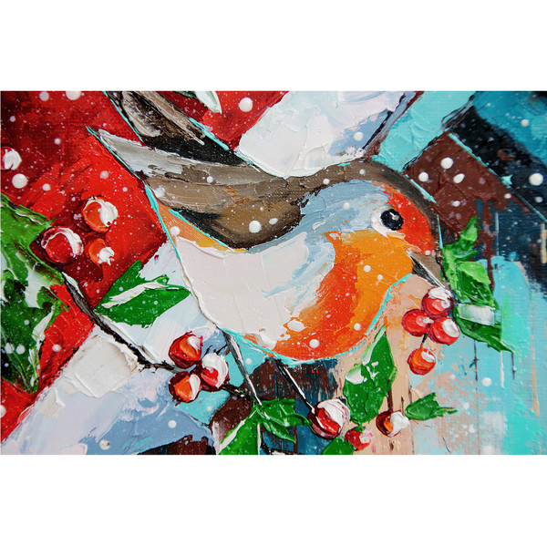 Robin Painting Bird Original Art Christmas Artwork Kids Room Wall Art_6.jpg