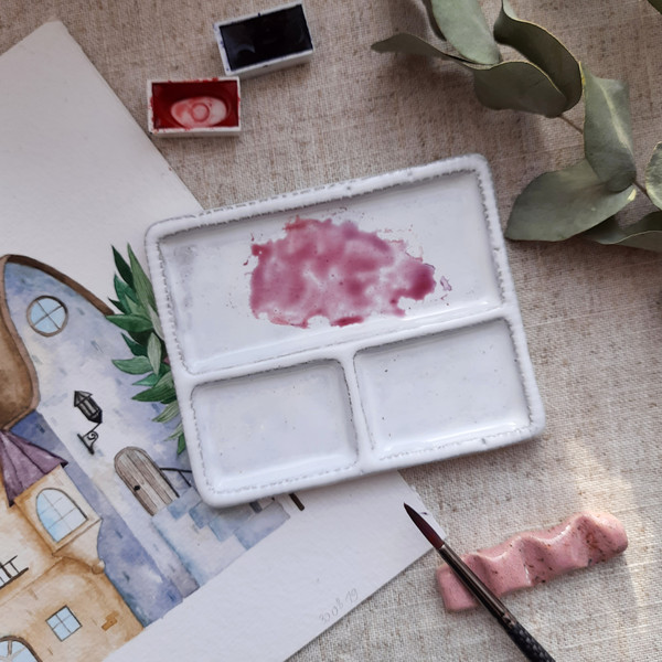 Watercolor Mixing Palette Made of Ceramic Handmade Mix Your